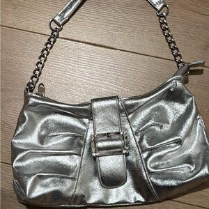 Ganni Silver Shoulder Bag with Chain Strap
